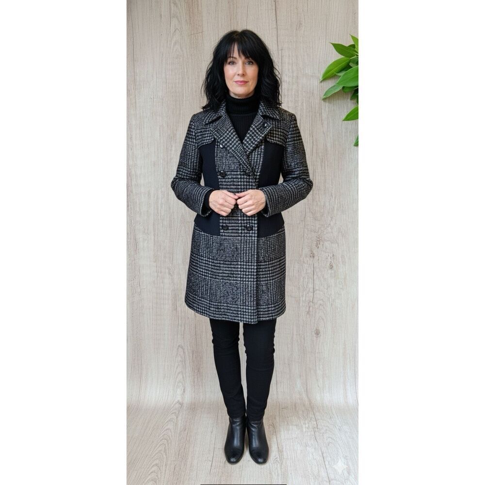 Betsey Johnson Houndstooth Princess Cut Wool Overcoat 8